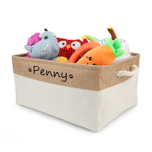 White dog toy box - Personalized Dog Toy Basket - Customizable - Free Shipping - Romapets Boutique