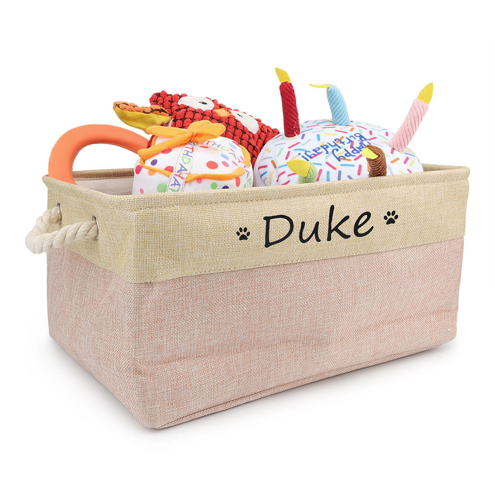 Pink dog toy box - Personalized Dog Toy Basket - Customizable - Free Shipping - Romapets Boutique