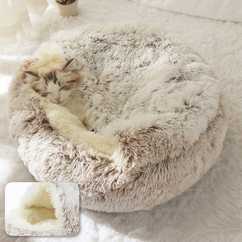 Serene sleep brown soft fiber cozy cat bed - Cat bed - Cat House - Free Shipping - Soft - Comfort